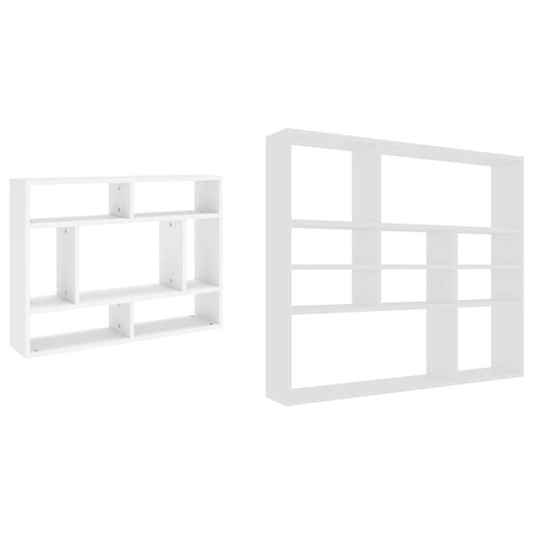 802939 vidaXL Wall Shelf White 90x16x78 cm Chipboard