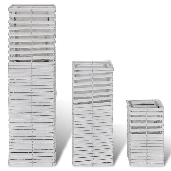 vidaXL Плетений Підсвічник Ручної Роботи 3 шт Білий