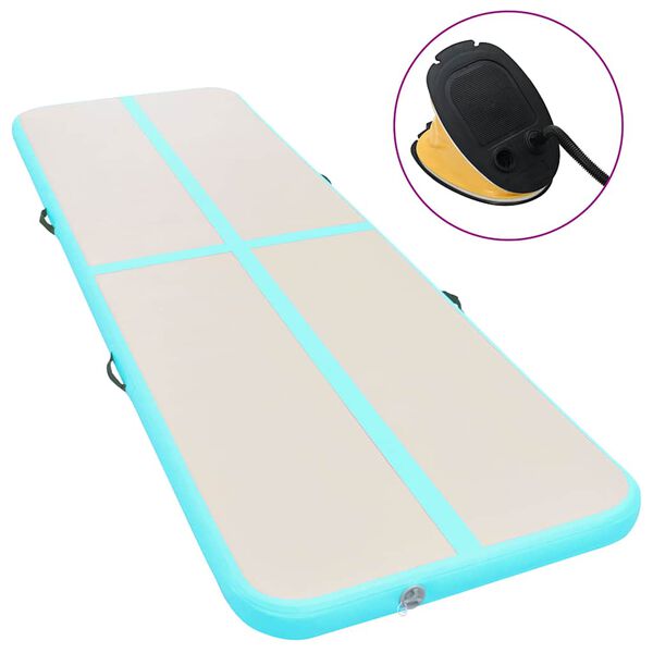 vidaXL Надувний Гімнастичний Килим з Насосом Зелений 400x100x10см ПВХ