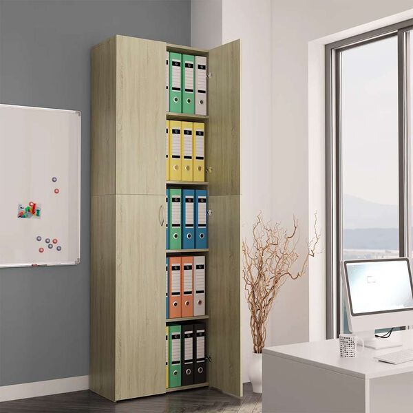 800300 vidaXL Office Cabinet Sonoma Oak 60x32x190 cm Chipboard