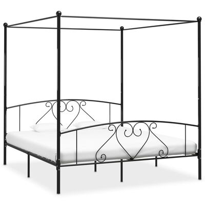 vidaXL Каркас ліжка з балдахіном Чорний 180x200 см Метал