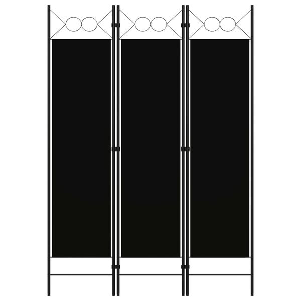 vidaXL 3-Панельна Кімнатна Перегородка Чорний 120x180 см