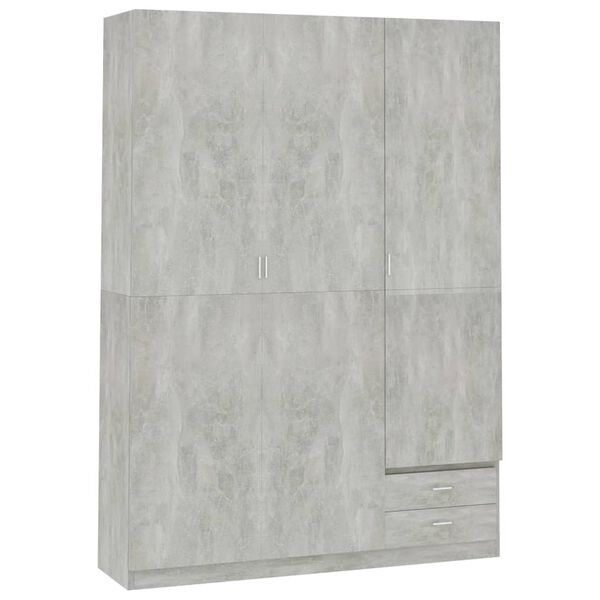 800796 vidaXL 3-Door Wardrobe Concrete Grey 120x50x180 cm Chipboard
