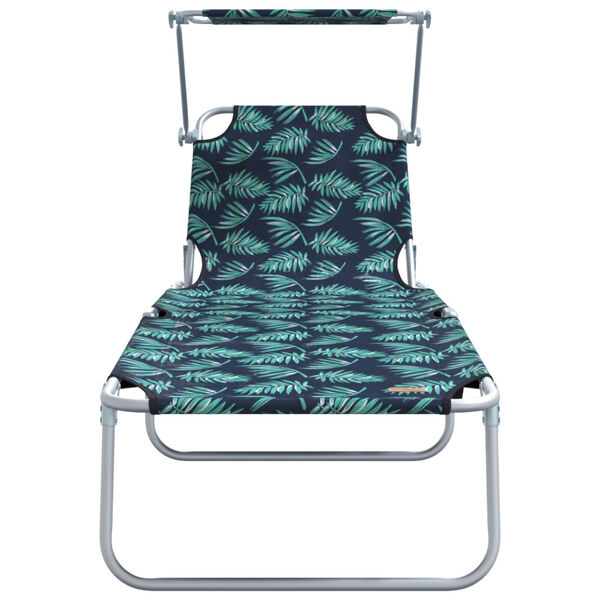 vidaXL Розкладний шезлонг з навісом Принт в листки Сталь