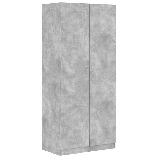 800634 vidaXL Wardrobe Concrete Grey 90x52x200 cm Chipboard