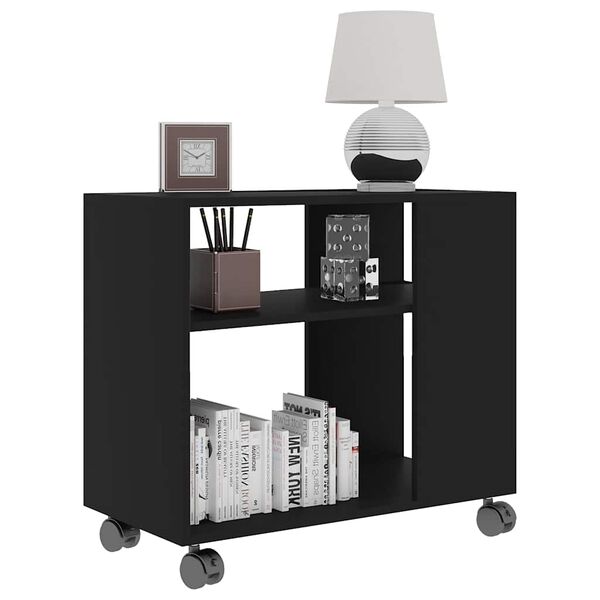 vidaXL Приставний столик Чорний 70x35x55 см Деревні пластики