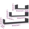 800200 vidaXL Wall Display Shelf 3 pcs Grey Chipboard