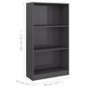 800872 vidaXL 3-Tier Book Cabinet High Gloss Grey 60x24x109 cm Engineered Wood