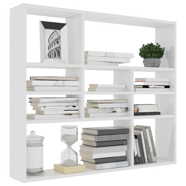 802939 vidaXL Wall Shelf White 90x16x78 cm Chipboard