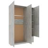 800796 vidaXL 3-Door Wardrobe Concrete Grey 120x50x180 cm Chipboard