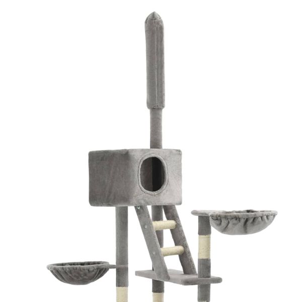 170522 vidaXL Cat Tree with Sisal Scratching Posts 230-260 cm Grey