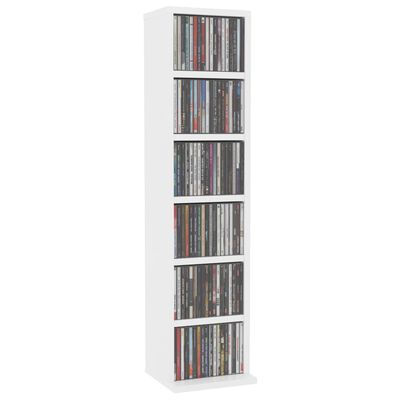 vidaXL Шафа для CD-дисків Білий 21x20x88 см Деревні пластики