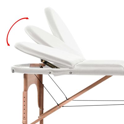 vidaXL Розкладний масажний стіл 4 см Щільний з 2 валиками Білий