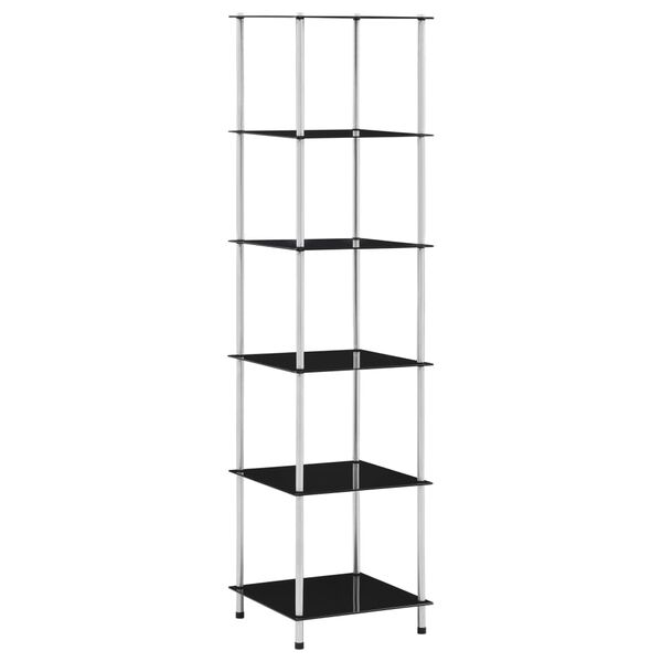 vidaXL 6-рівнева етажерка Чорний 40x40x160 см Загартоване скло