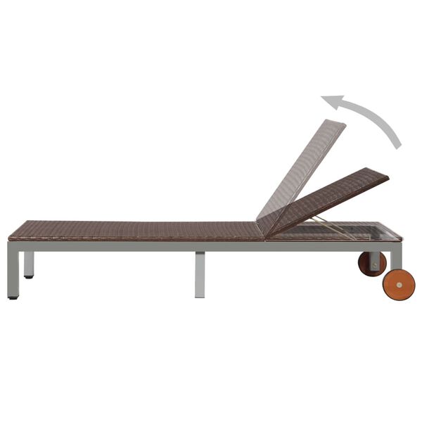 vidaXL Шезлонг з коліщатами Коричневий Поліротанг