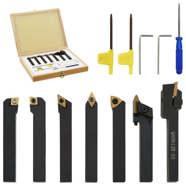 146717 vidaXL 12 Pieces Indexable Turning Tool Set 8x8 mm 60 mm