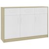 800707 vidaXL Sideboard White and Sonoma Oak 110x30x75 cm Chipboard