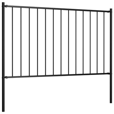 145210 vidaXL Fence Panel with Posts Powder-coated Steel 1,7x1 m Black