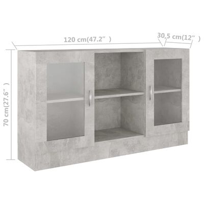vidaXL Шафа-вітрина Сірий бетон 120x30,5x70 см ДСП