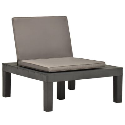 vidaXL Садове відпочинкове крісло з подушкою Антрацит Пластик