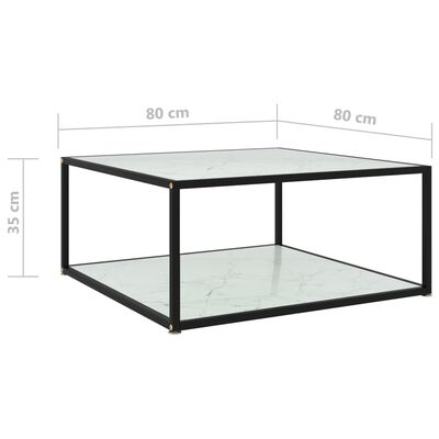 vidaXL Журнальний столик Білий 80х80х35 см Загартоване скло