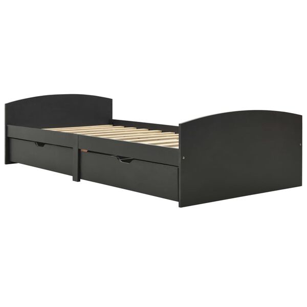 vidaXL Каркас Ліжка з 2 Шухлядами сірий 90х200 см Масив Сосни