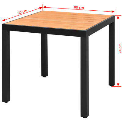 vidaXL Cадовий стіл Коричневий 80x80x74 см Алюміній і ДПК