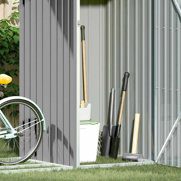 vidaXL Садовий Сарай Дровник Сірий 245x98x159 см Оцинкована Сталь