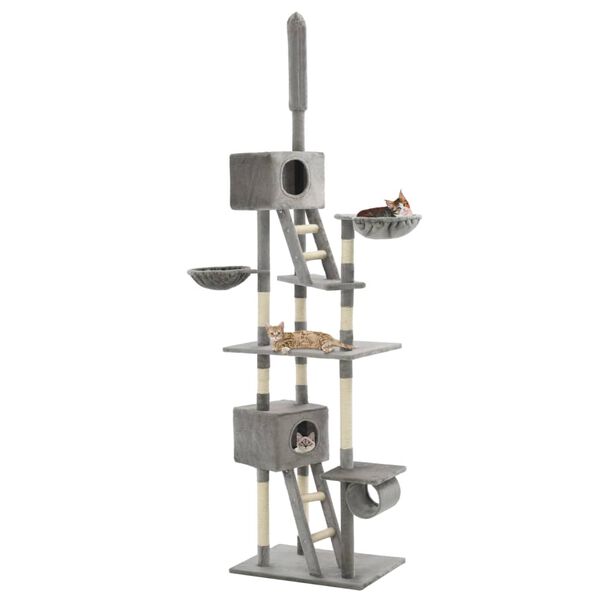 170522 vidaXL Cat Tree with Sisal Scratching Posts 230-260 cm Grey