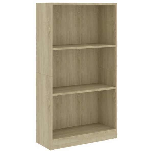 800867 vidaXL 3-Tier Book Cabinet Sonoma Oak 60x24x108 cm Chipboard