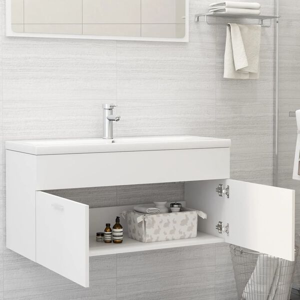 804674 vidaXL Sink Cabinet White 100x38,5x46 cm Chipboard