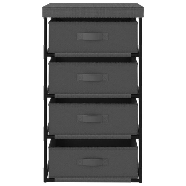 vidaXL Стелаж з 4 тканинними кошиками Сірий Сталь