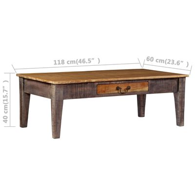 vidaXL Журнальний столик Вінтажний 118х60х40 см Масив дерева