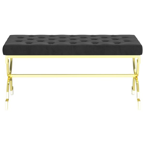 vidaXL Лавка Чорний 99 см Оксамитова Тканина і Нержавіюча Сталь
