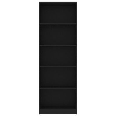 vidaXL 5-Рівнева книжкова шафа Чорний 60x24x175 см ДСП
