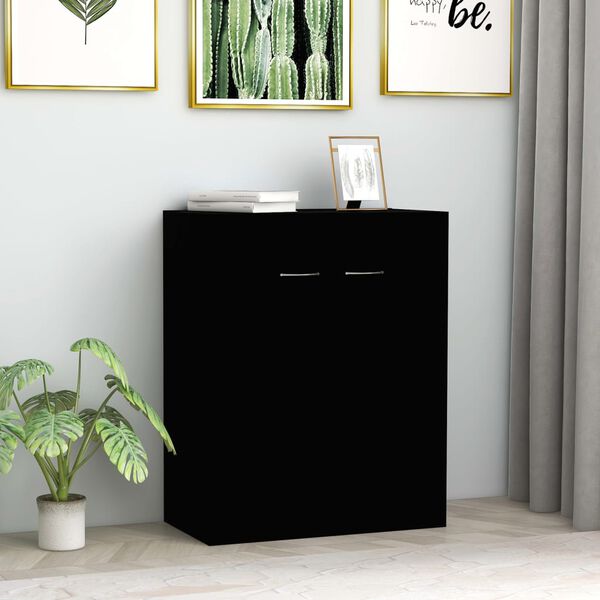 800730 vidaXL Sideboard Black 60x30x75 cm Chipboard