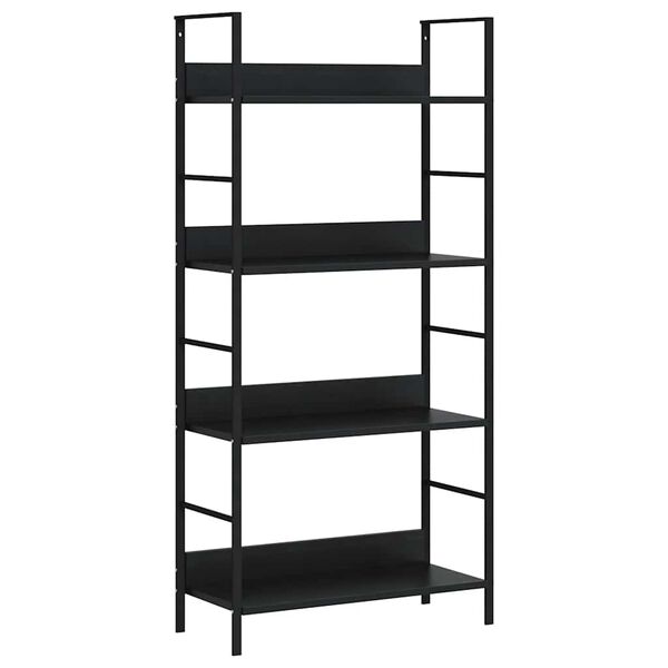 288222 vidaXL 4-Layer Book Shelf Black 60x27,6x124,5 cm Chipboard