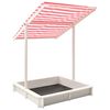 313888 vidaXL Sandbox with Adjustable Roof Fir Wood White and Red UV50