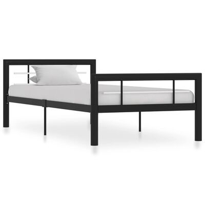 vidaXL Каркас ліжка Чорний і білий 90х200 см Метал