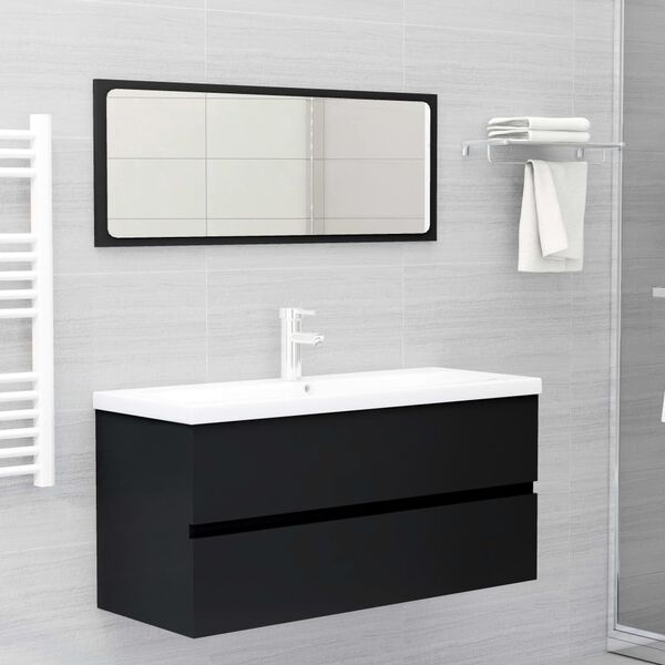804765 vidaXL Sink Cabinet Black 100x38,5x45 cm Chipboard