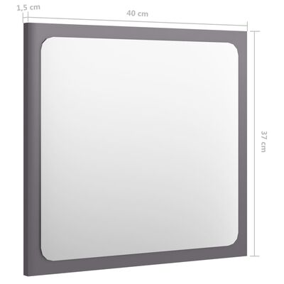 804605 vidaXL Bathroom Mirror High Gloss Grey 40x1,5x37 cm Chipboard