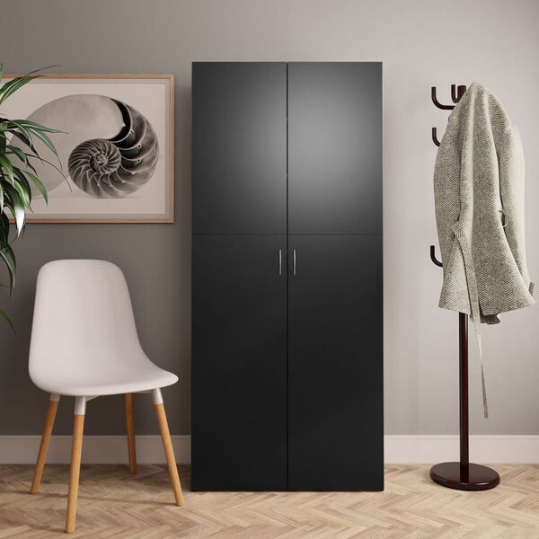 800289 vidaXL Shoe Cabinet Black 80x35,5x180 cm Chipboard