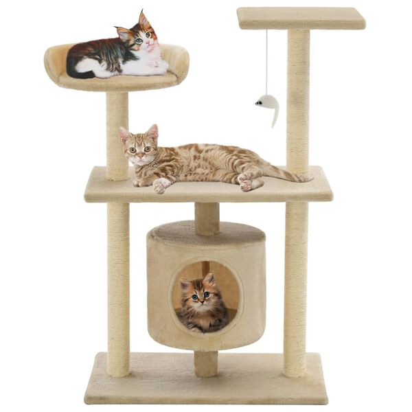 170514 vidaXL Cat Tree with Sisal Scratching Posts 95 cm Beige
