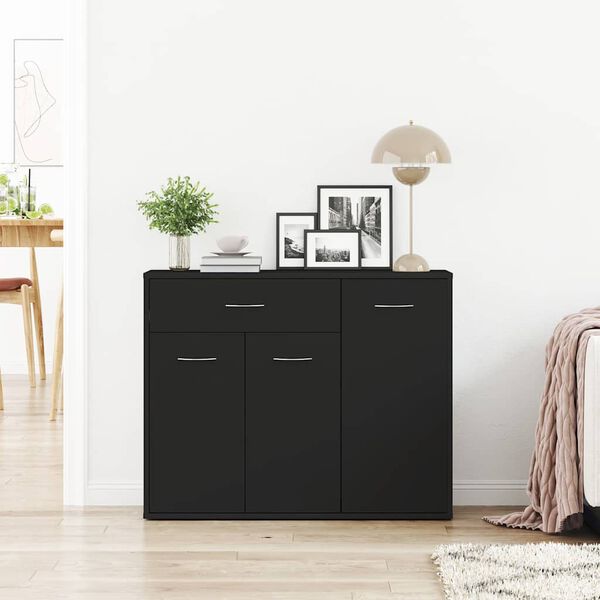 800676 vidaXL Sideboard Black 88x30x70 cm Chipboard