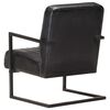 321856 vidaXL Cantilever Sofa Chair Black Real Leather