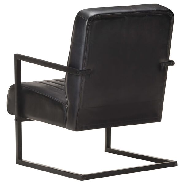 321856 vidaXL Cantilever Sofa Chair Black Real Leather
