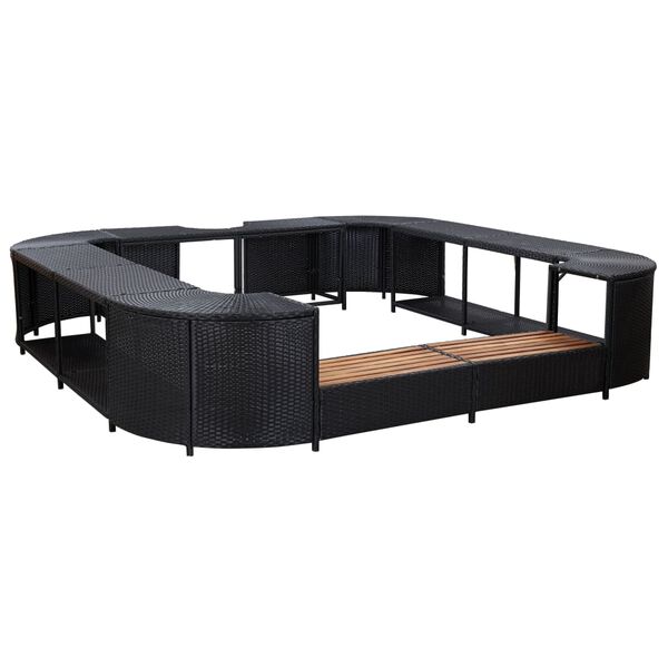 310063 vidaXL Square Spa Surround Black 268x268x55 cm Poly Rattan