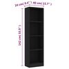 800838 vidaXL 4-Tier Book Cabinet Black 40x24x142 cm Chipboard