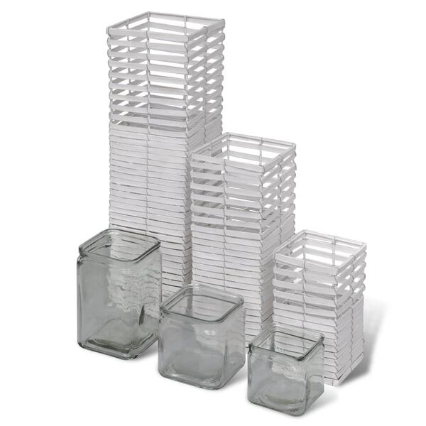 vidaXL Плетений Підсвічник Ручної Роботи 3 шт Білий