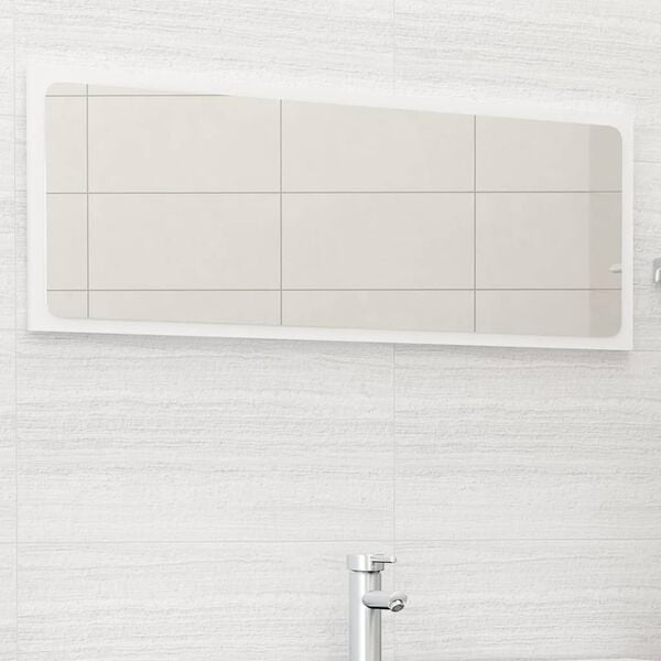 804635 vidaXL Bathroom Mirror High Gloss White 100x1,5x37 cm Chipboard